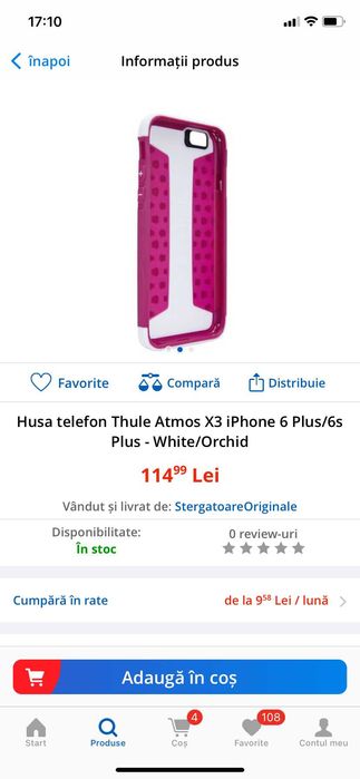 Suport telefon extensie Husa bumper silicon Iphone 6Plus Thule NOU