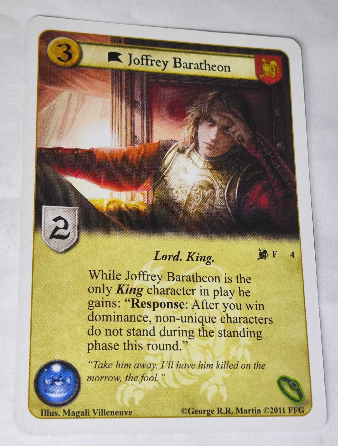 Carte Semnata de Jack Gleeson - Joffrey Baratheon CCG Game of Thrones