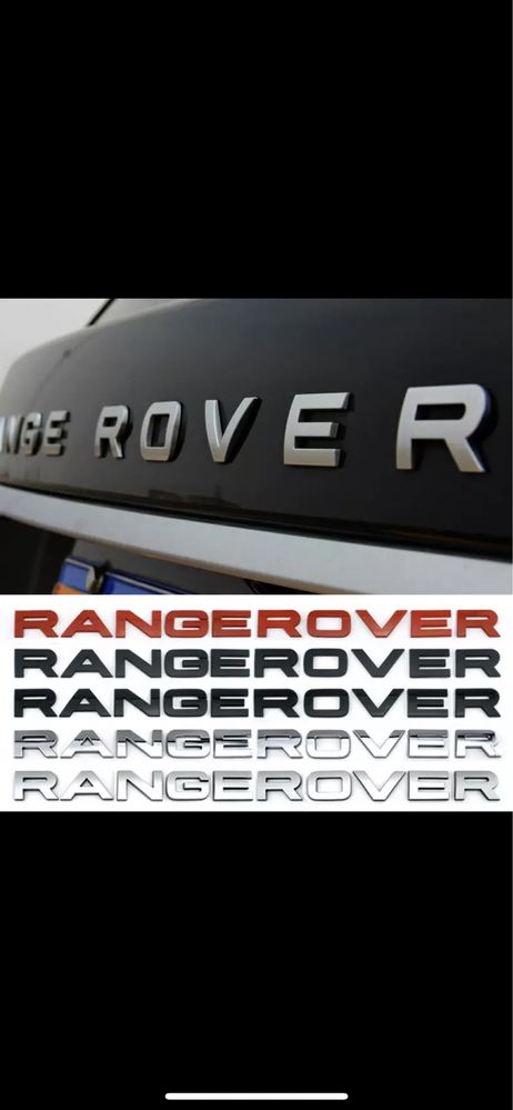 Set litere scris gri crom negru emblema capota  Land Rover Range Sport