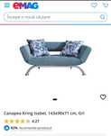 Canapea Kring Isabel, 143x90x71 cm, Gri cu galben