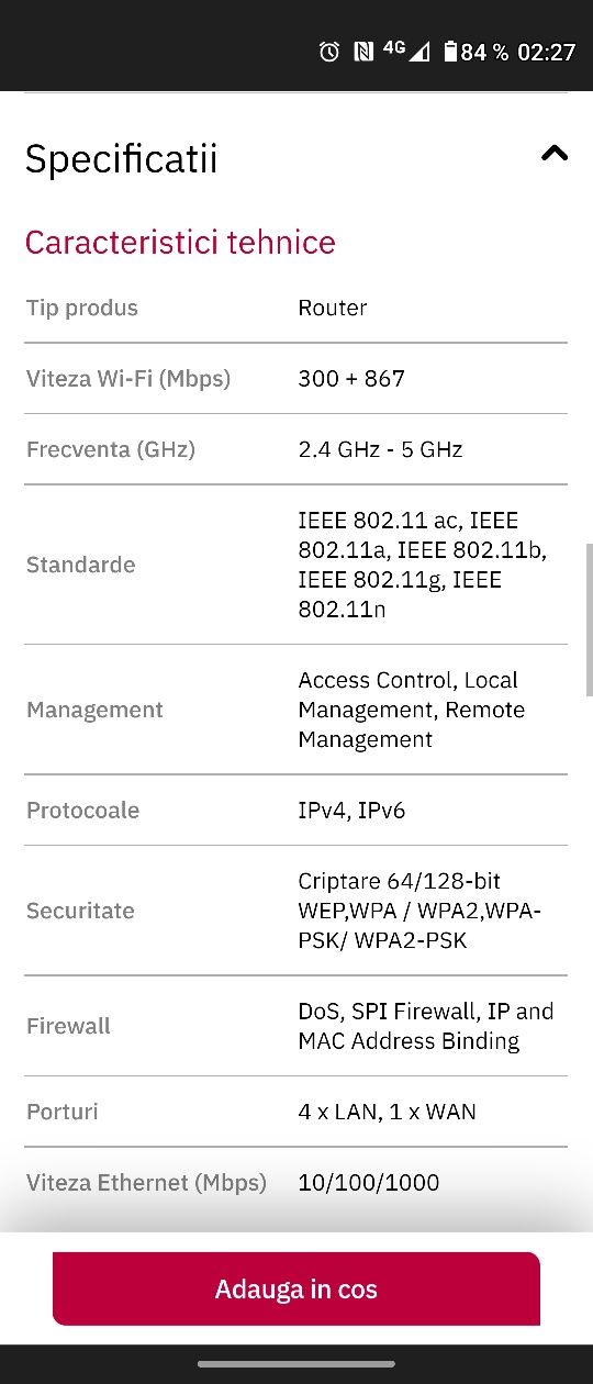 Router Wireless Gigabit TP-LINK Archer A6 AC1200, Dual-band 300 + 867