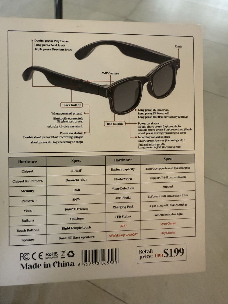 Smart glasses  очки с камерой  состояние идеальное