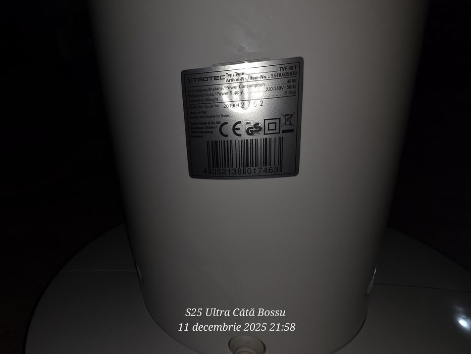 Vând ventilator cameră Trotec TVE 40 T ca nou !