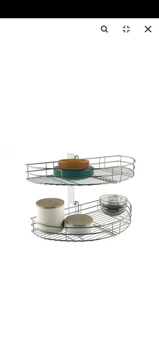 Cos rotativ metalic dublu 1/2 semiluna corp bucatarie colț 2 brațe