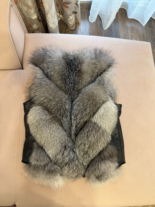 Haina blana naturala vulpe gri, inca in garantie-Carolina Design