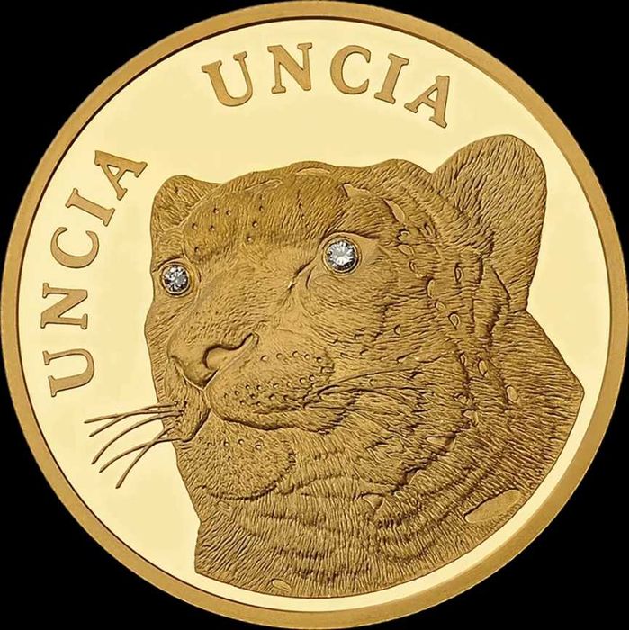 Золотая монета Барс с бриллиантами, серия «Животный мир»