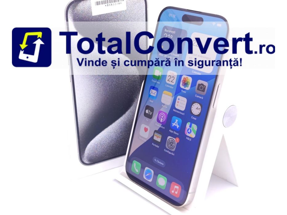 Apple iPhone 15 Pro 256GB White Titanium, Garantie 24 luni | #D86822