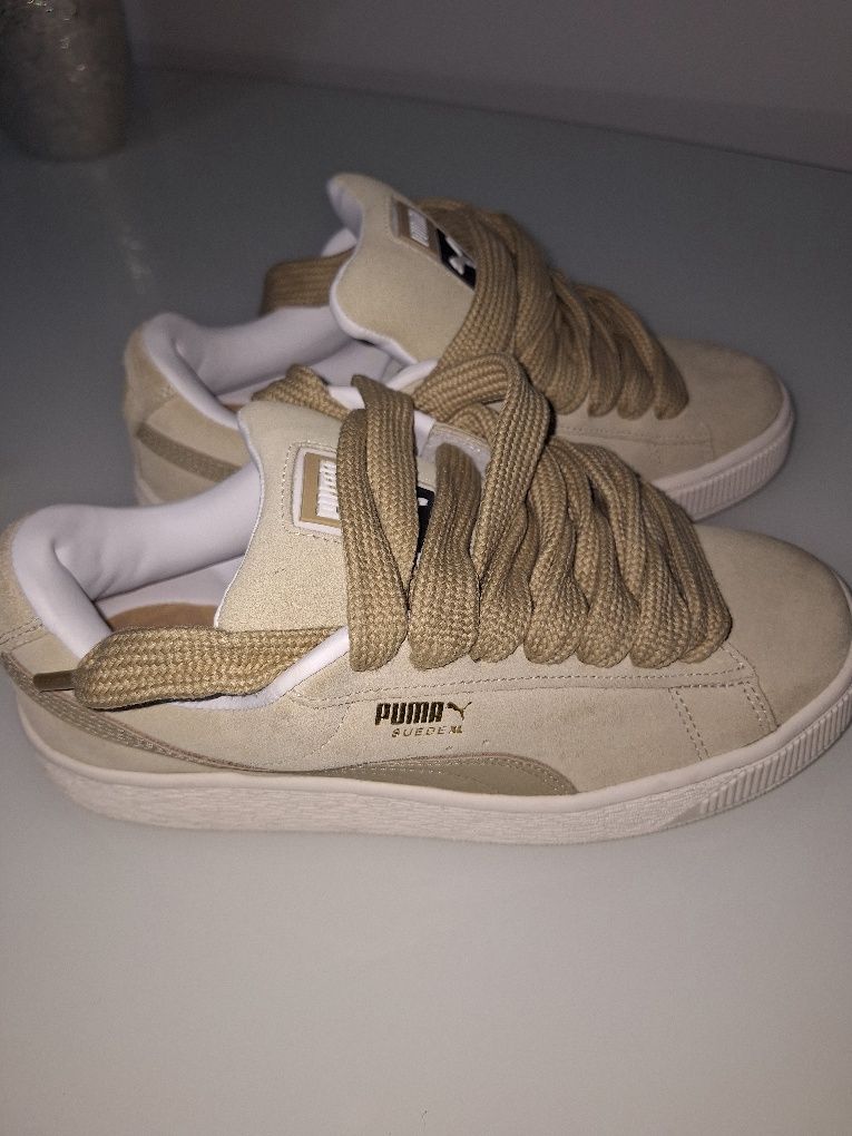 Puma, Pantofi sport din piele intoarsa cu insertii de piele, Bej