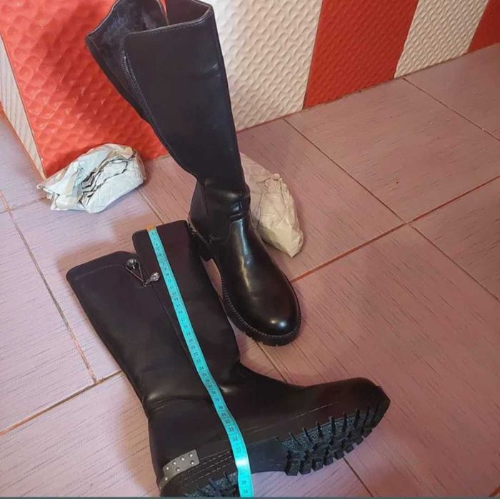 Cizme lungi blanite casual