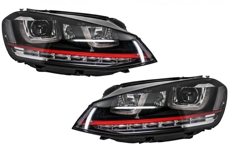 Ansamblu Faruri 3D Semnal Dinamic LED cu Grila VW Golf 7