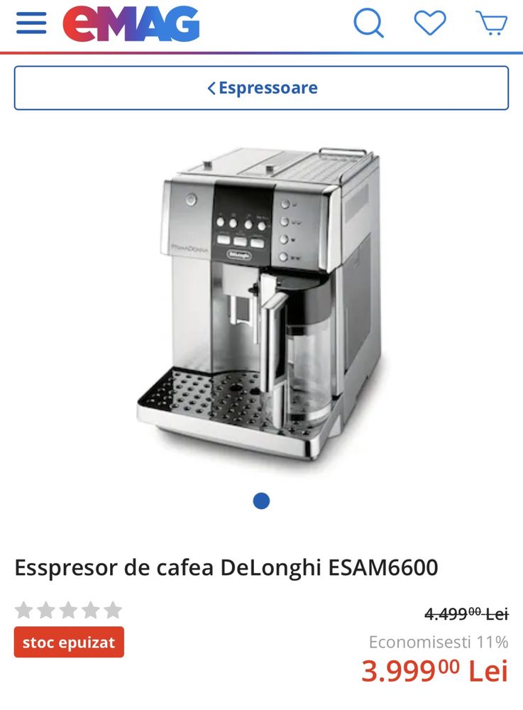 Espressor automat DeLonghi ESAM 6600 Prima Donna