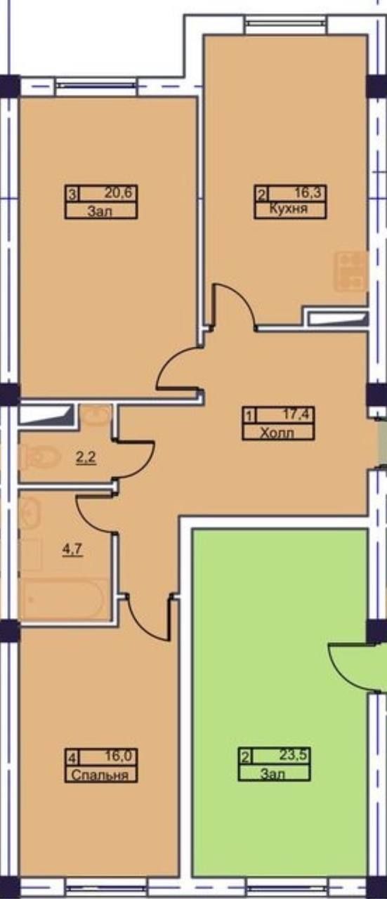 Продаётся квартира 3/5/9 Новостройка ЖК "Mega Dom"  Коробка 78м2