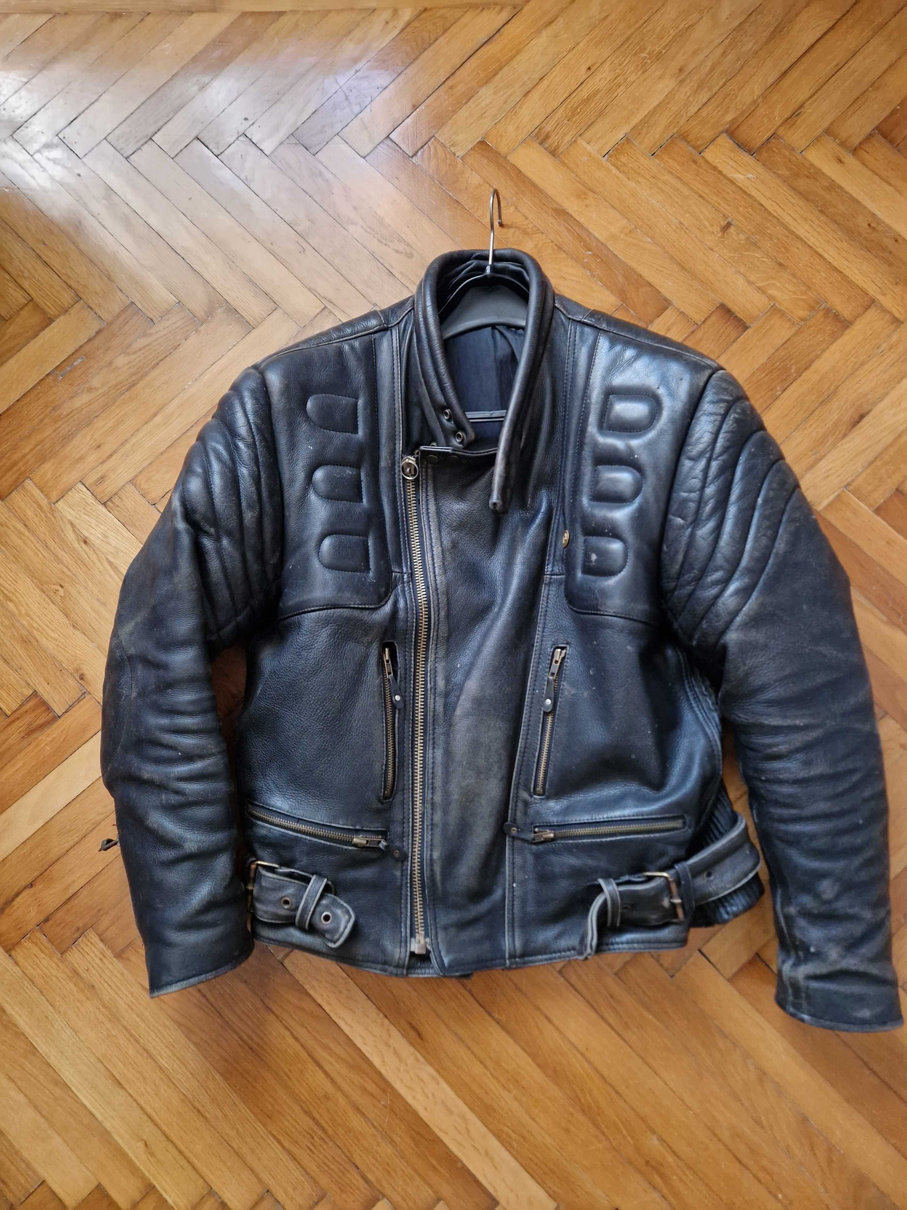 Vând geacă moto piele bovină, rock vintage