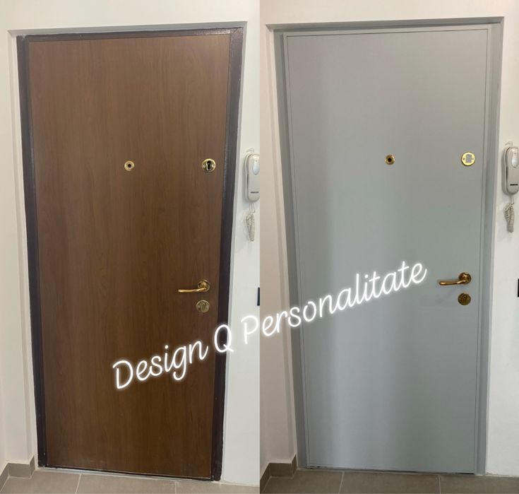 Colantare usa metalica exterior. Reconditionare usa prin colantare