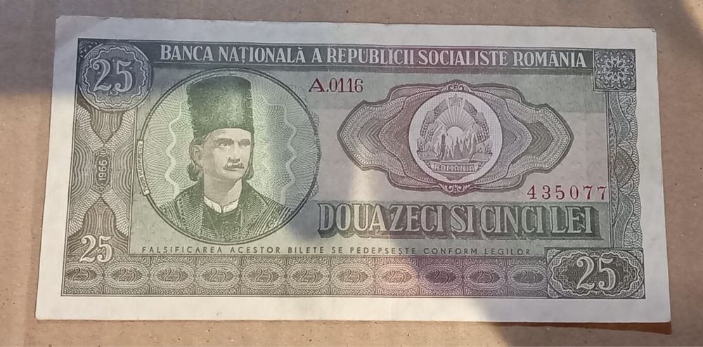 Vand 3 bancnote de 25 lei, an 1966, cu Tudor Vladimirescu