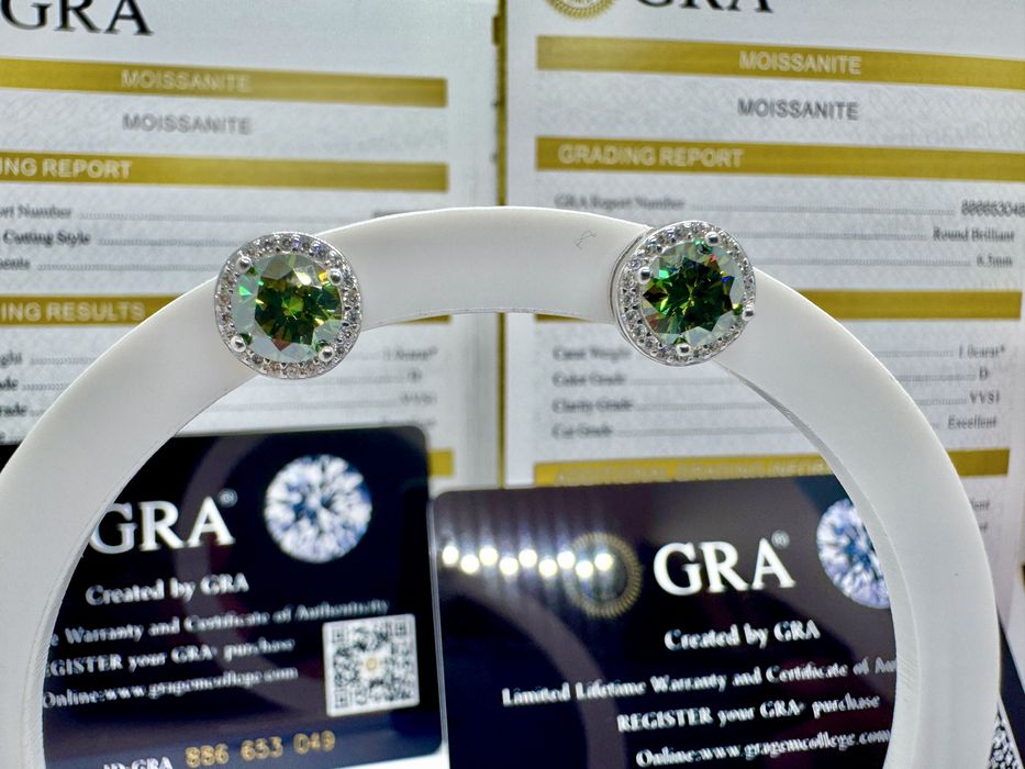 Сребърни обеци с мойсанит (Диамант) 1 карат