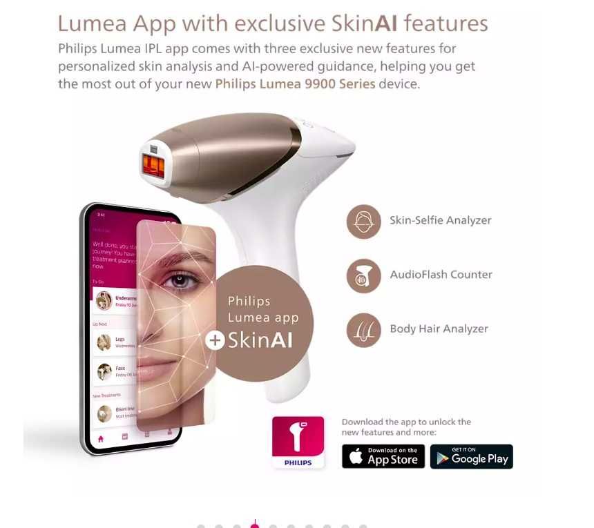 Фотоепилатор IPL Philips Lumea Series 9900 BRI977/00, Сензор Smartskin