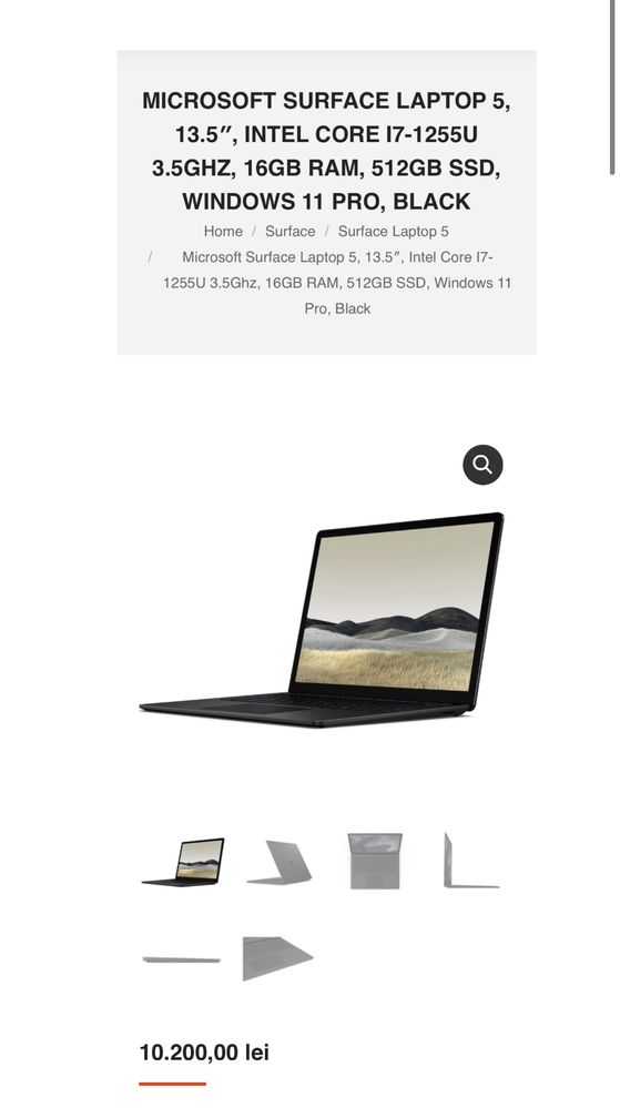 Laptop Microsoft surface 5, Intel I7, 16gb Ram, 512gb, sigilat