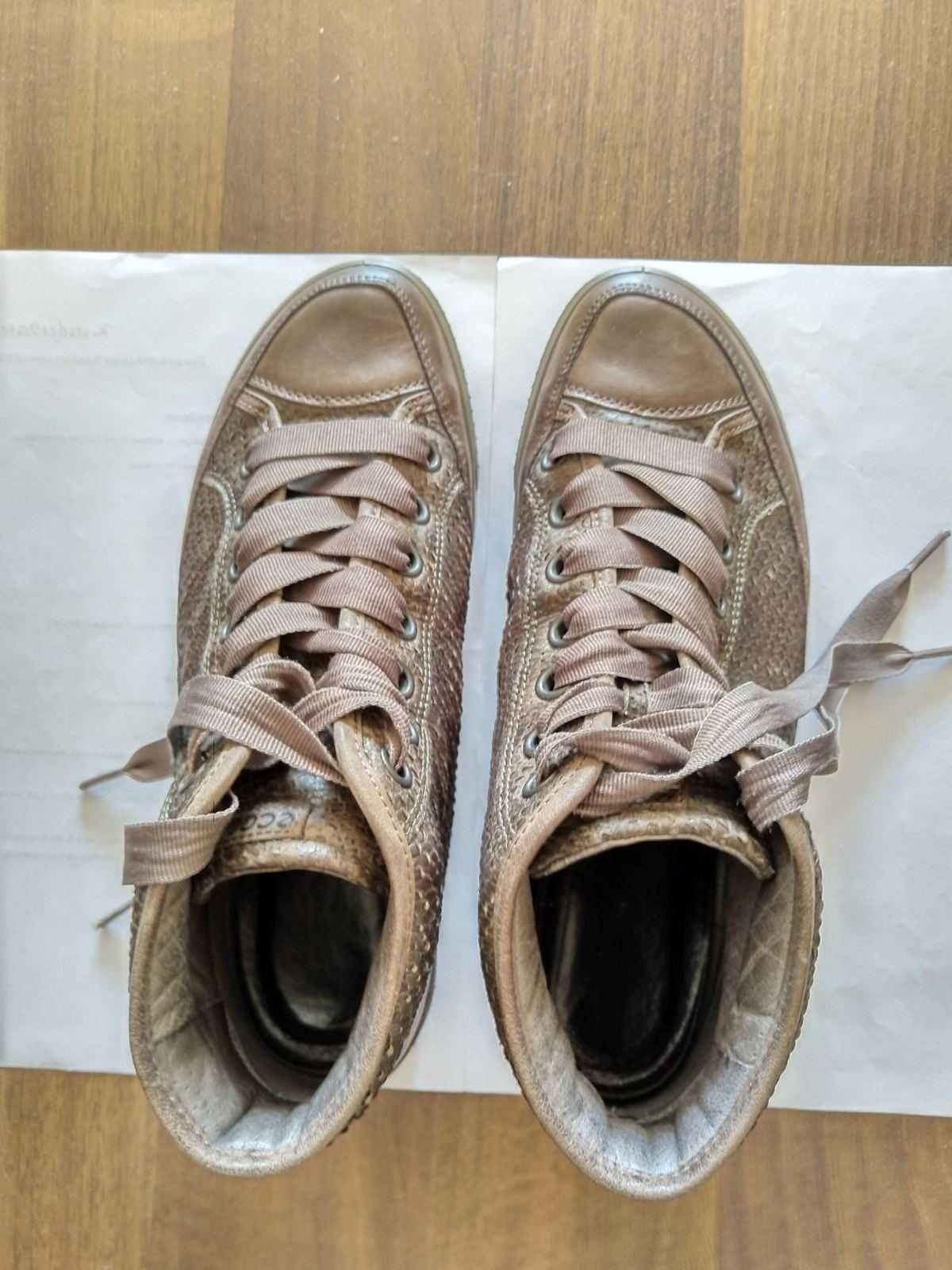 Кожени обувки Ecco с ефект на змийска кожа, номер 40