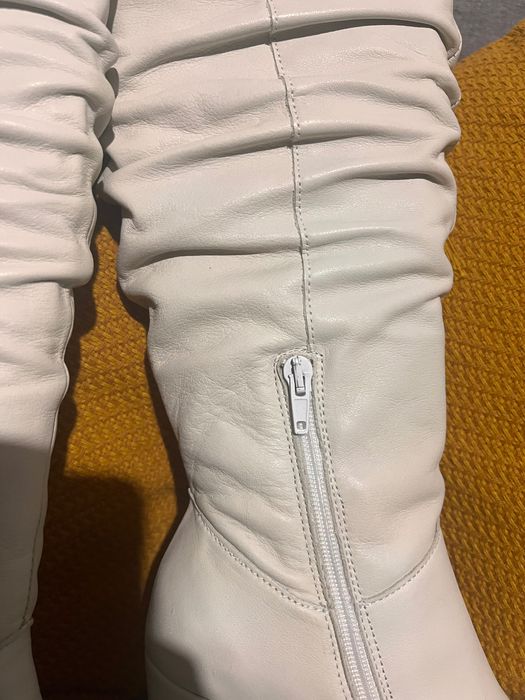 Cizme piele naturală 36 Le Ger noi, alb unt spre crem