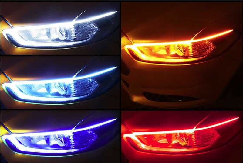 Led ленти 2бр. за фарове на автомобил кола лед  лента за багажник