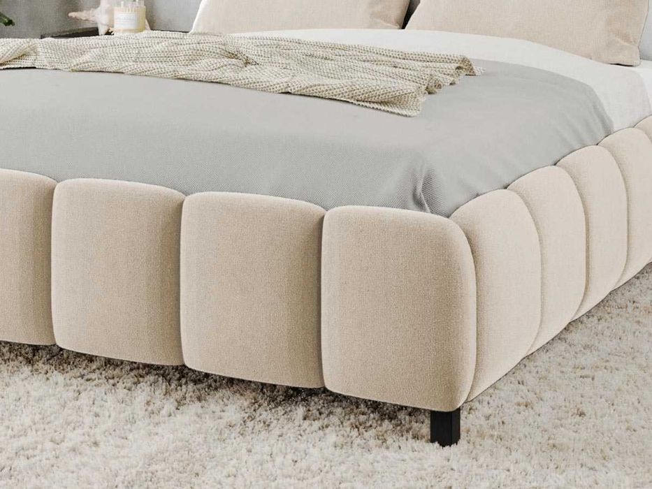 Pat Tapitat Bari Crem Velluto 2 cu somiera fixa