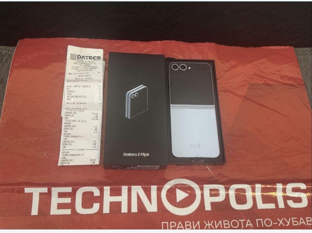 КАТО НОВ 512GB Samsung Z Flip 6 Гаранция Technopolis 2026 г. Blue