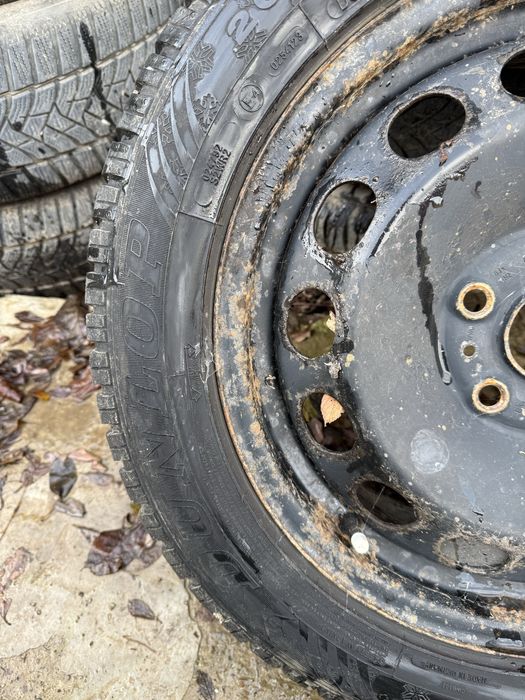 Set jante/roti otel VW 5x112 + anvelope Dunlop 205/55/r16