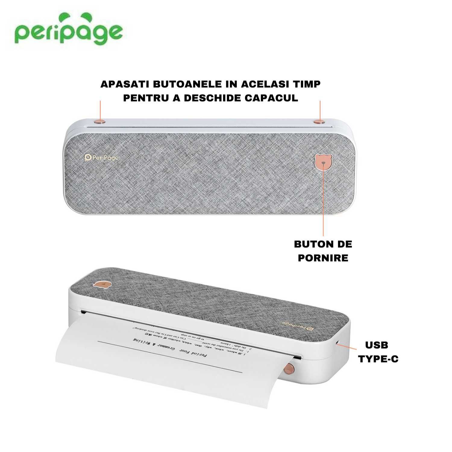 Imprimanta Termica PeriPage, Portabila, A4, Bluetooth, Hartie Termica