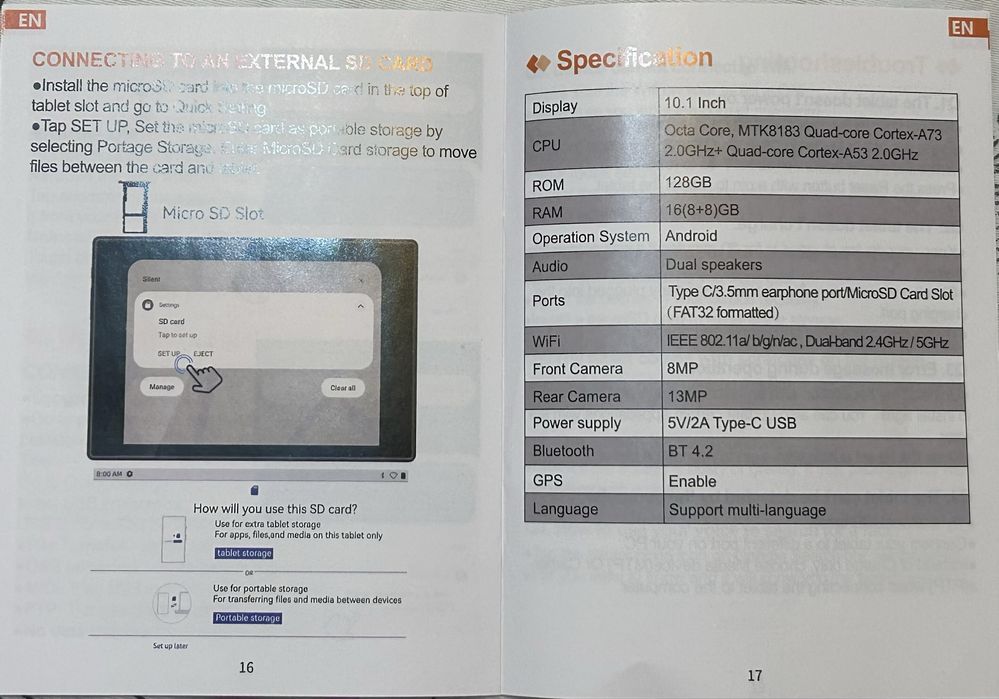 Tabletă Android Feonal Neagră
