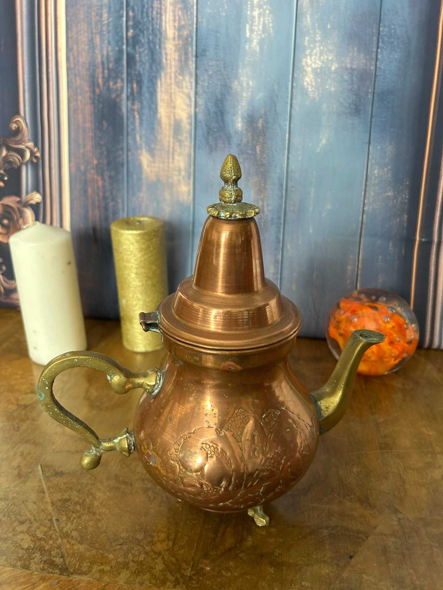 DN784 Ceainic superb din cupru si bronz 550g 25x23cm