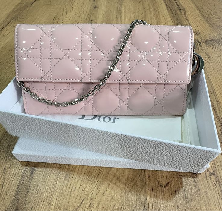 Christian Dior кожаный лакированный Clutch Wallet  Cannage Lady Dior