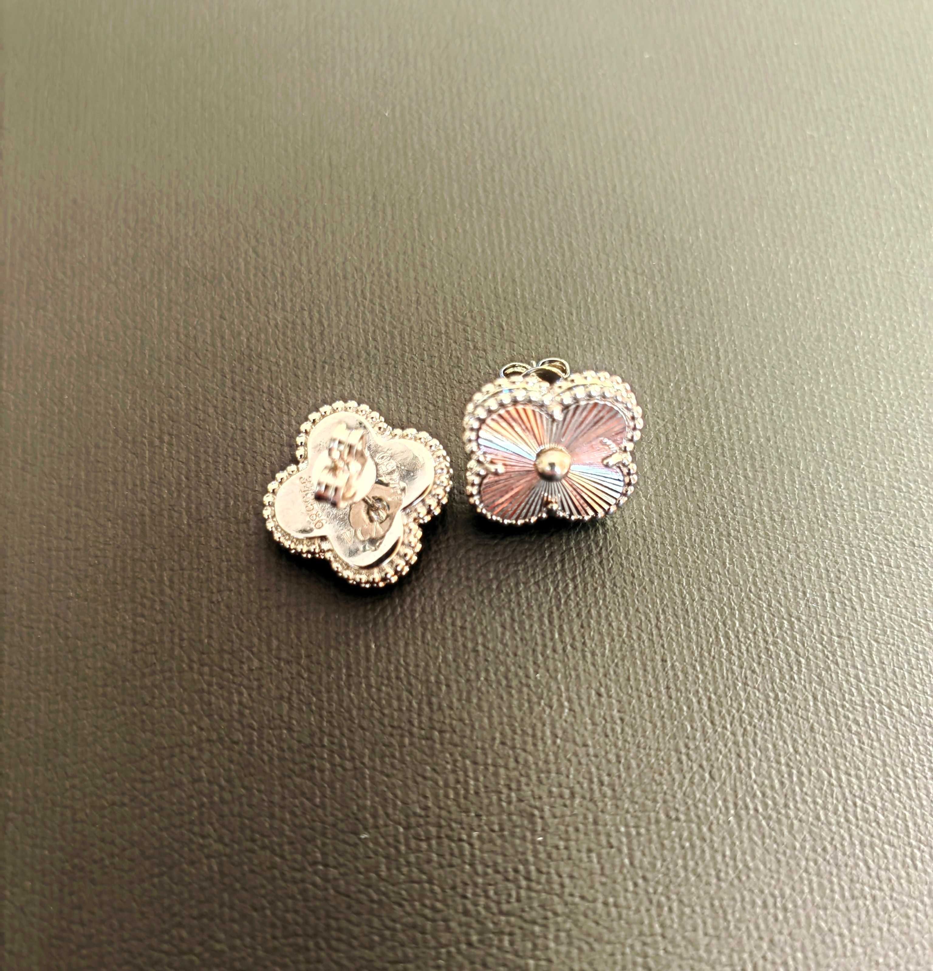 Сребърни обеци от зелен малахит Van Cleef-Arpels VCA Vintage Alhambra
