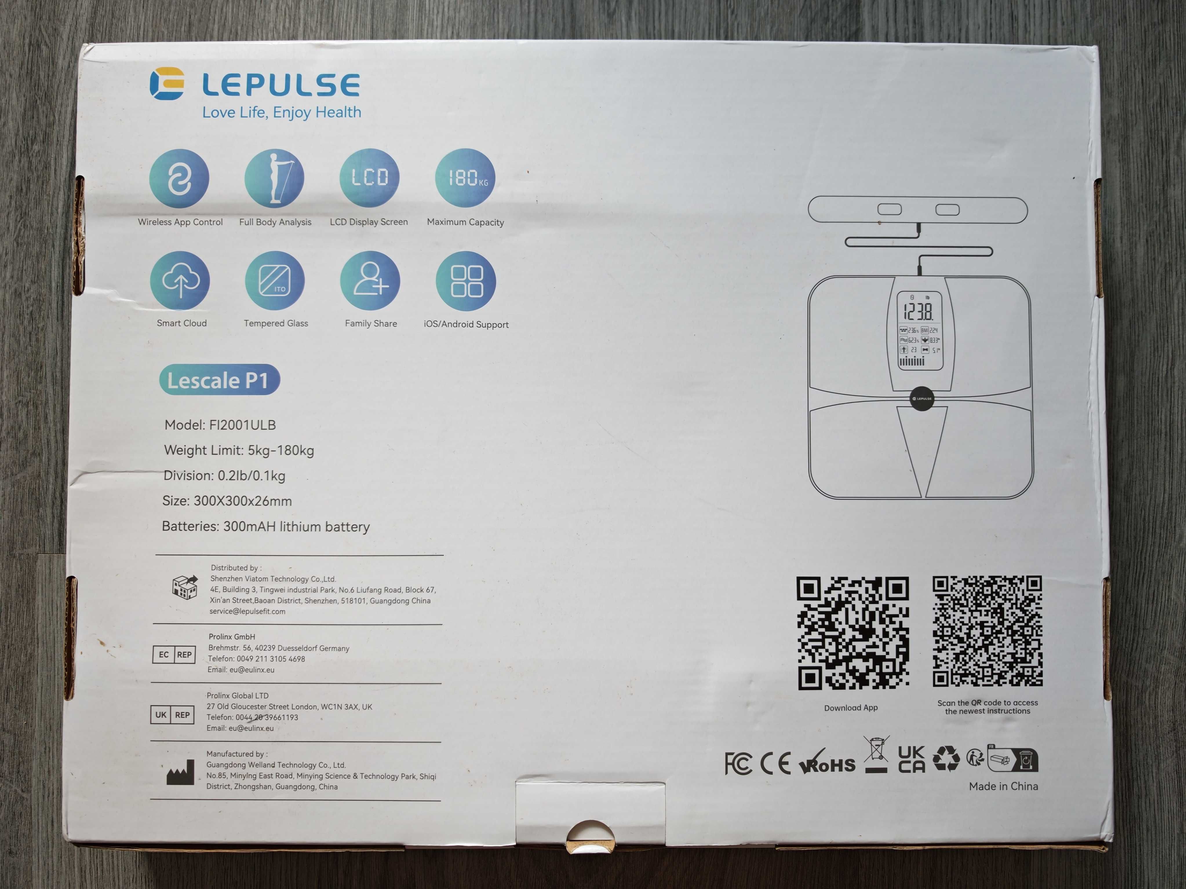 Телесен кантар Lepulse P1, анализ на мускулна маса, 24 профила, 180 кг