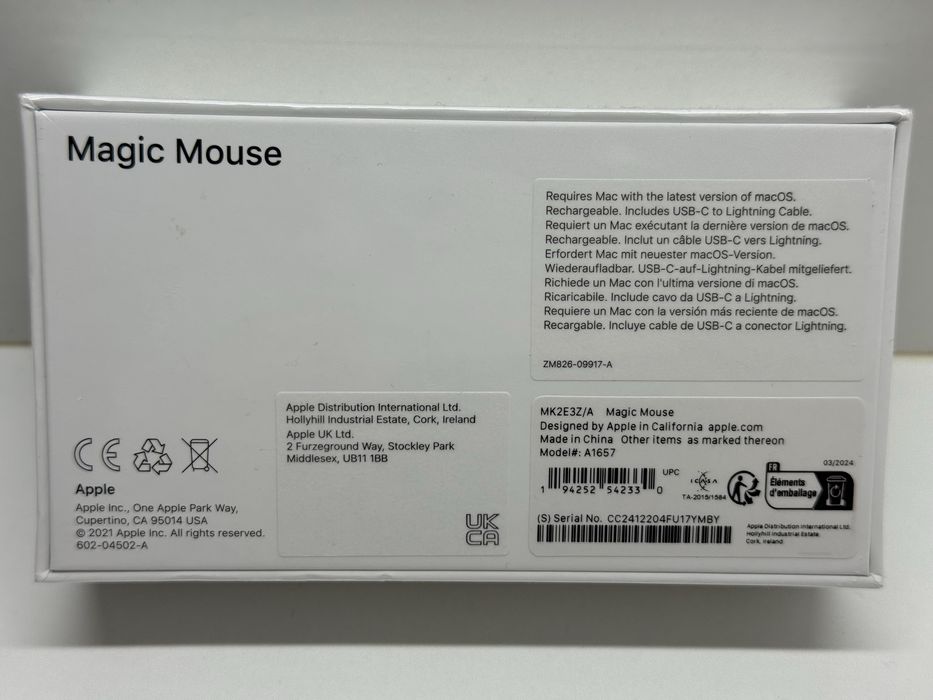 Apple Magic Mouse A1657 Original incarcare usbC- Lightning nou sigilat