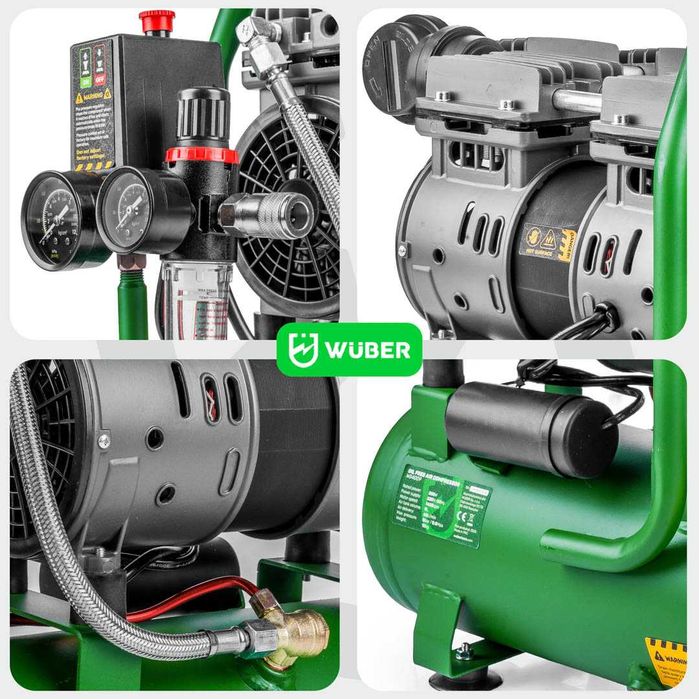 Compresor de aer silentios Wuber, putere 550W, rezervor 9L