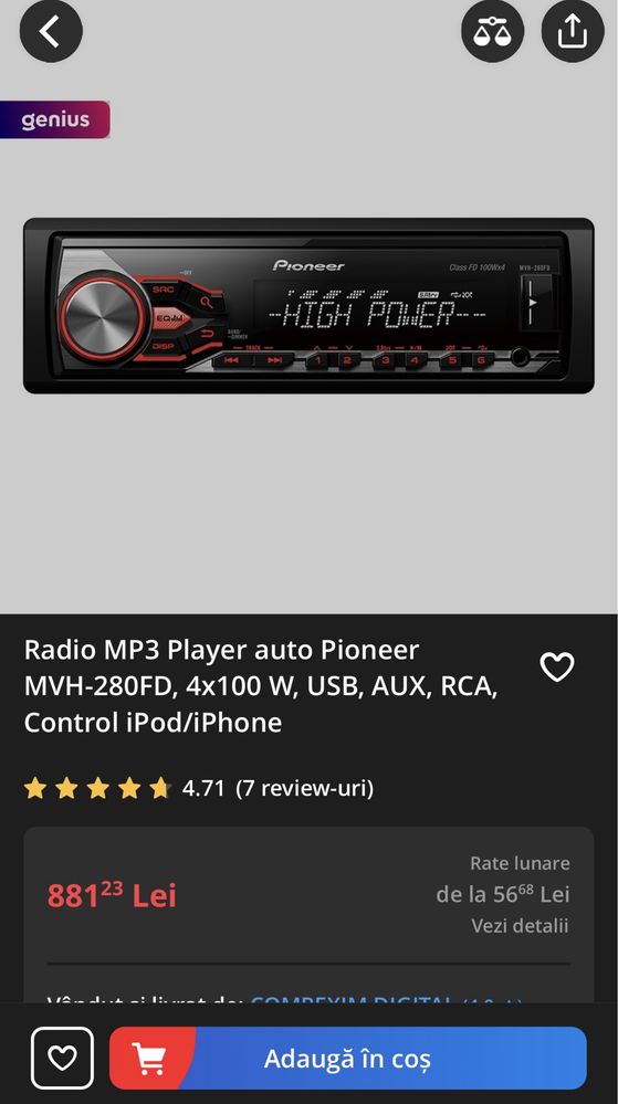 Radio auto mp3 Pioneer