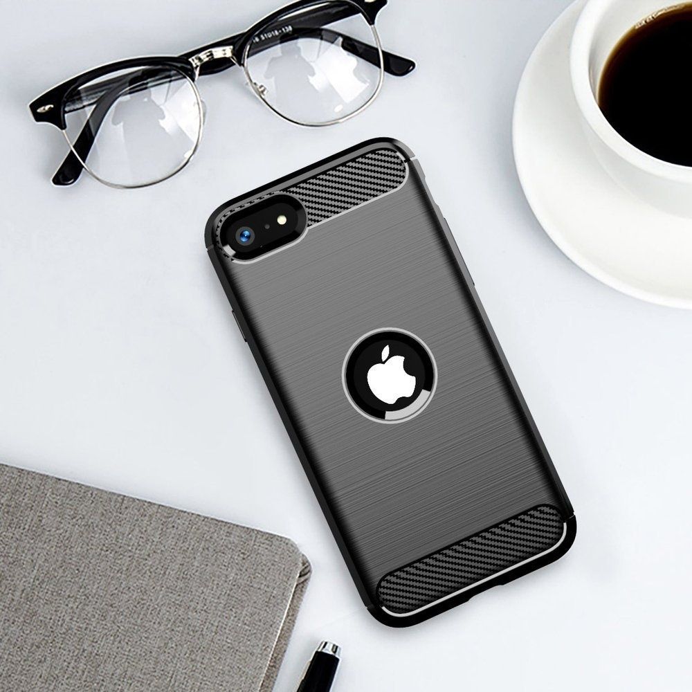 Husa Flexibila antisoc carbon Apple Iphone SE 2 carcasa negru/graphite