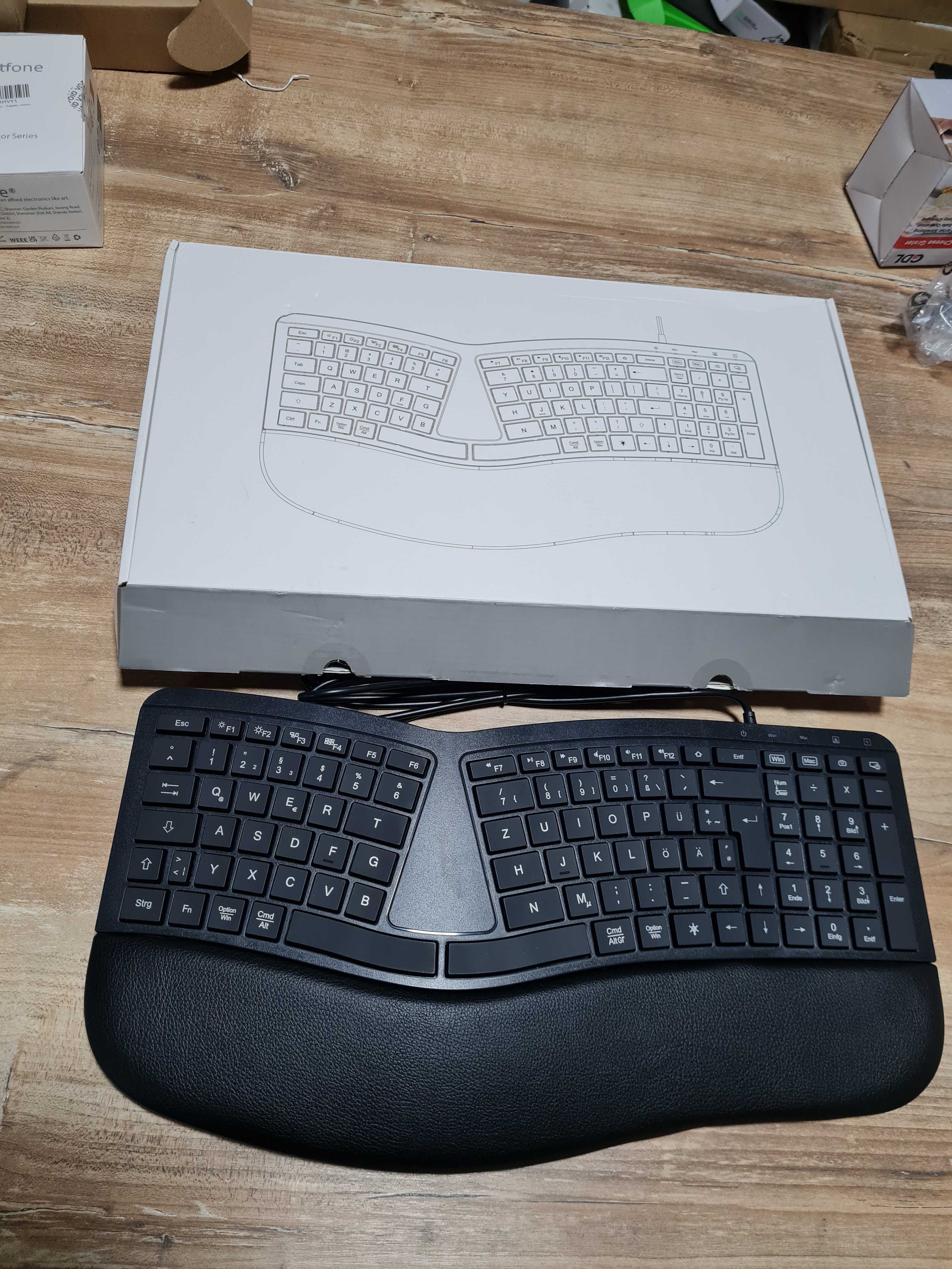 Tastatura ergonomica split wireless, reincarcabila, QWERTZ, Negociabil