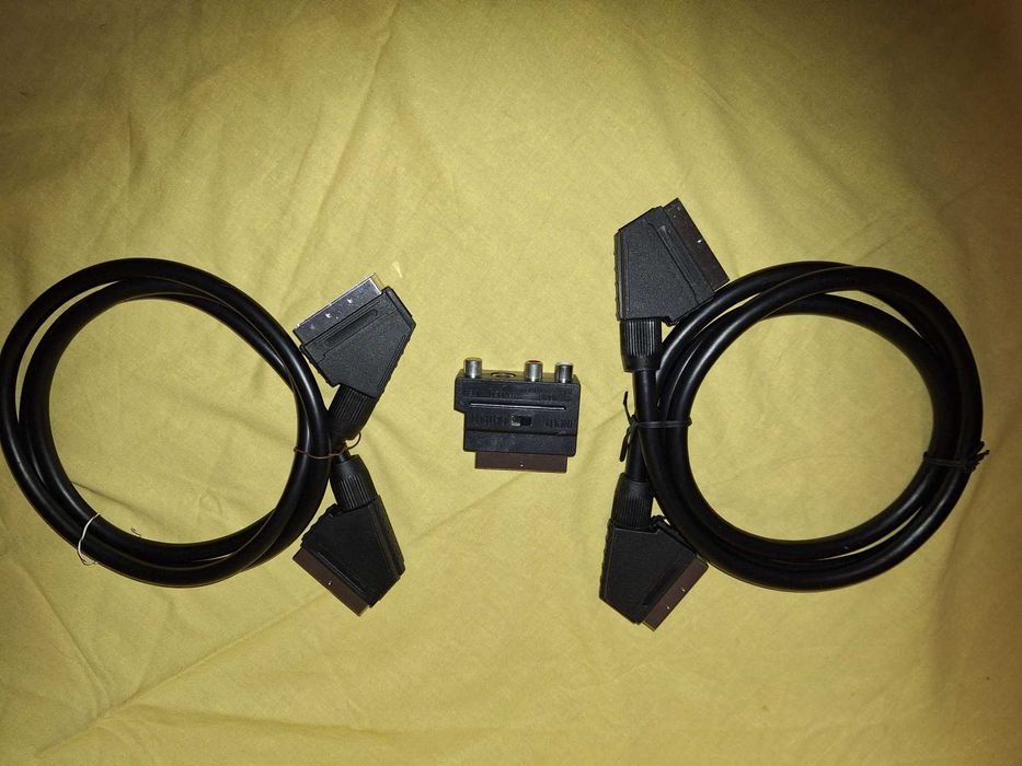 Set  cabluri euroscart si mufa adaptor euroscart RCA si Svideo