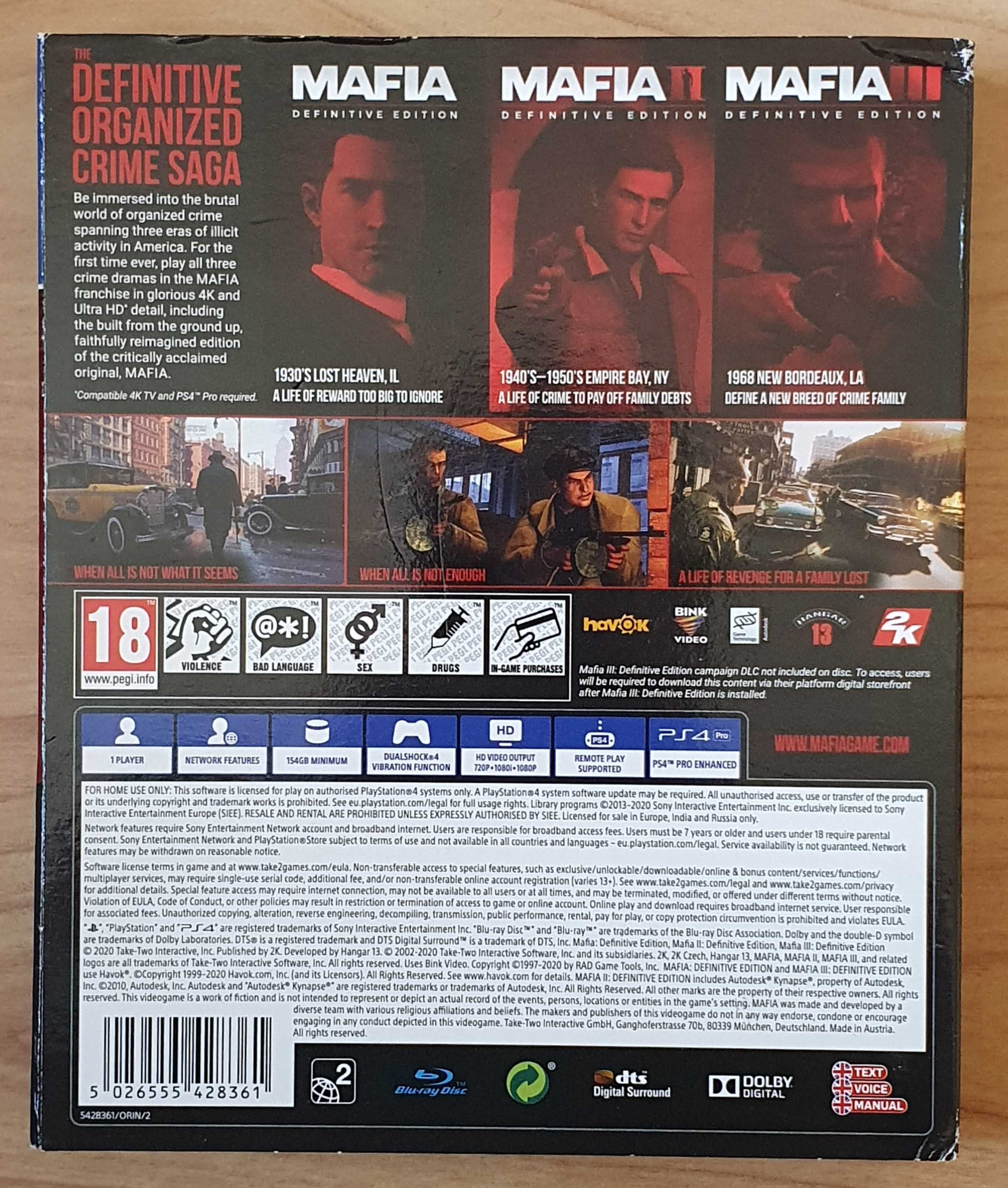 Mafia Trilogy PS4 Playstation 4 Плейстейшън 5 PS 3 игри Мафия трилогия