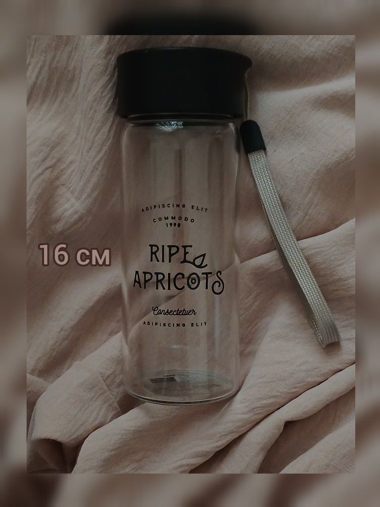 Стеклянная и прозрачная бутылка Miniso, «Ripe Apricots», 300 мл