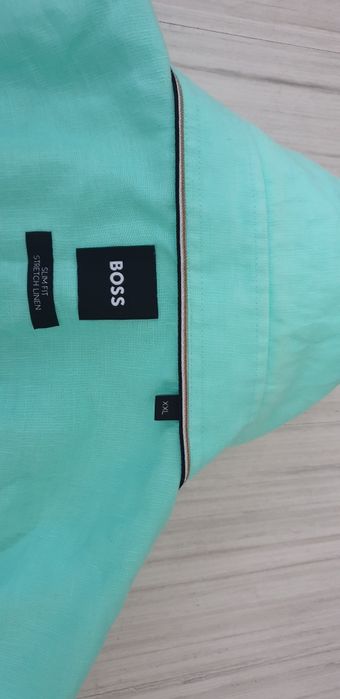 Hugo Boss Roger Stretch - Len Slim Fit  2XL ОРИГИНАЛ Мъжка Ленена Риза