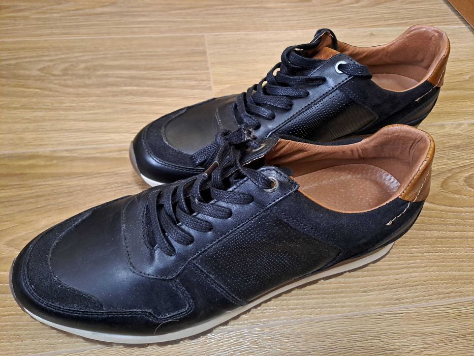 Мъжки обувки от естествена кожа, тъмносини, размер 46 - НОВИ