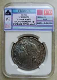 Франция 5 франка 1870 А Серес /без надпис/ сребро