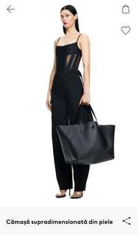 Thierry Mugler x H&M tote bag piele neagra