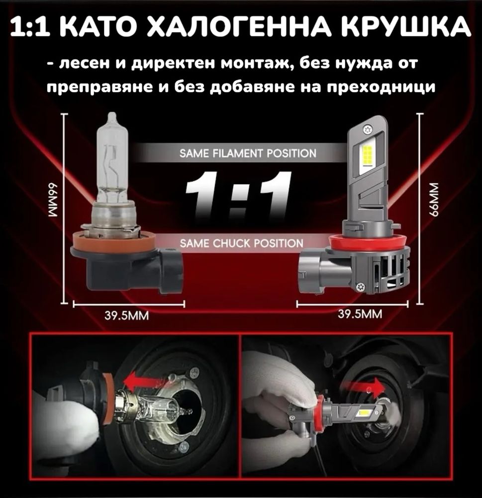 2024 Модел 200W LED Диодни крушки HB3 9005 12V 300% за Директен Монтаж