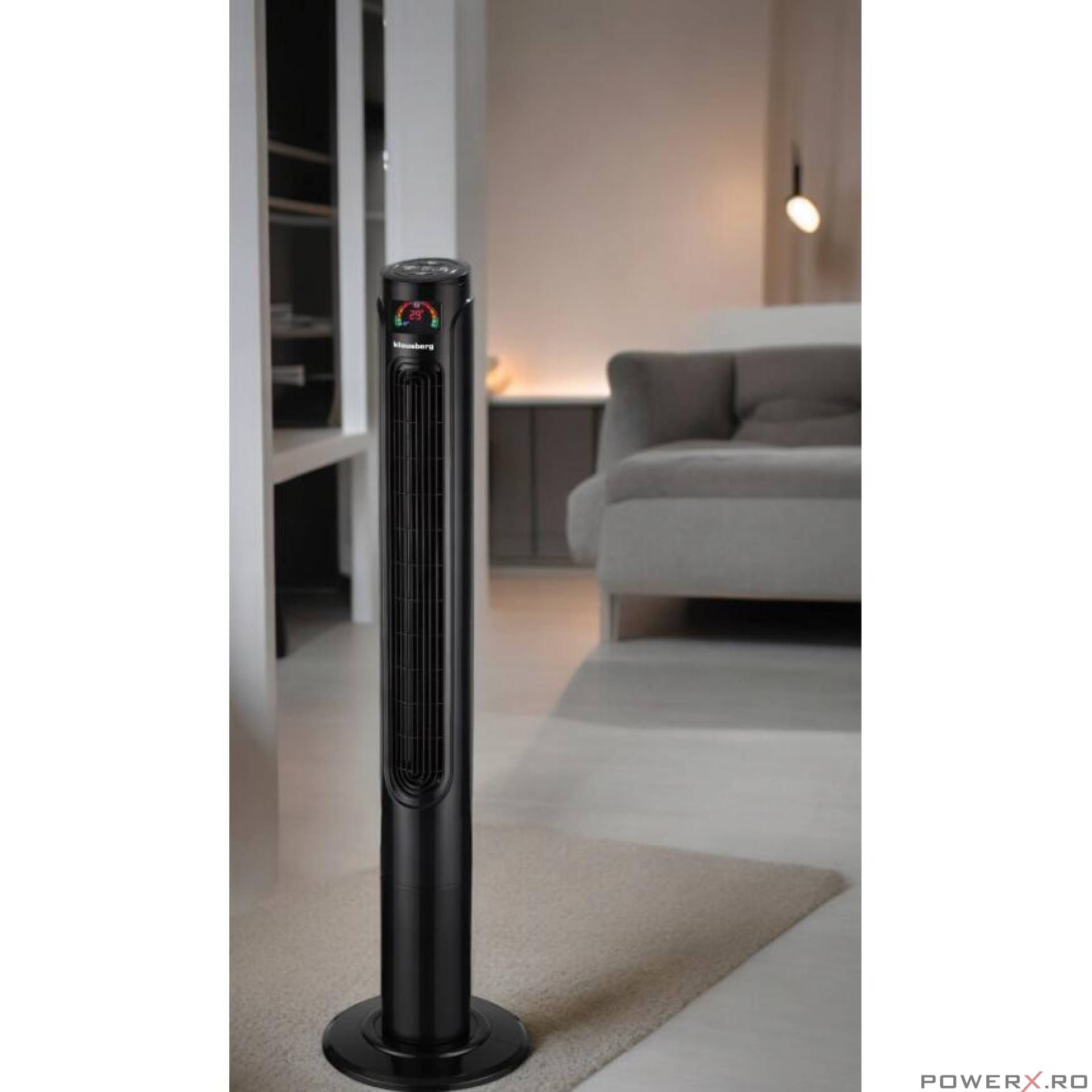 Ventilator coloana cu telecomanda, negru, 120 cm, Klausberg