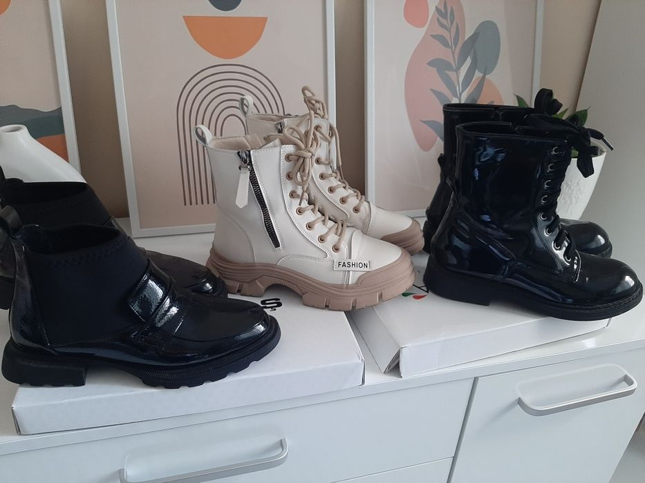 Черни лачени и бежови боти номер 36