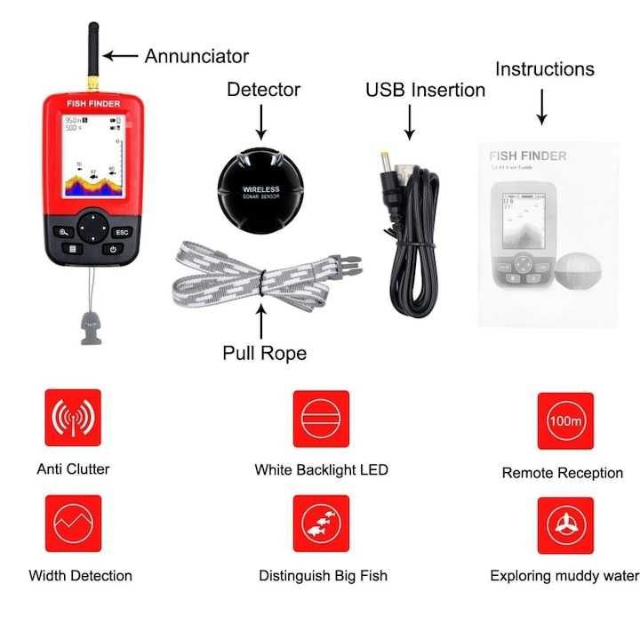 Сонар Fish finder Z70 (стойка за лодка + усилваща обхвата антена )